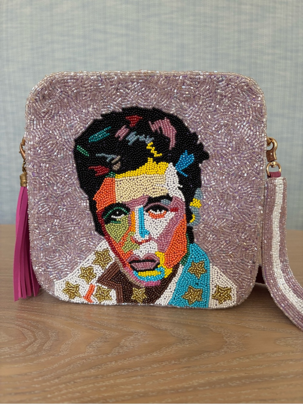 MOYNA Beaded Elvis Presley Crossbody Portrait Bag Purse Excellent Condition